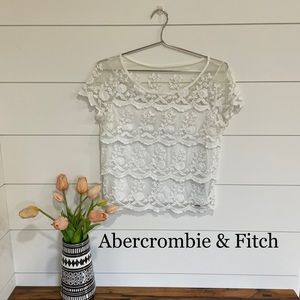 Abercrombie & Fitch White Lace T-Shirt